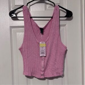 George Pink Ribbed Crop Top